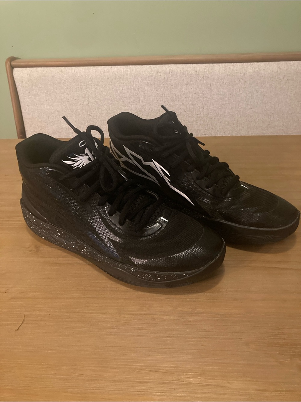 Men's Athletic Basketball Shoes - Black with White Logo